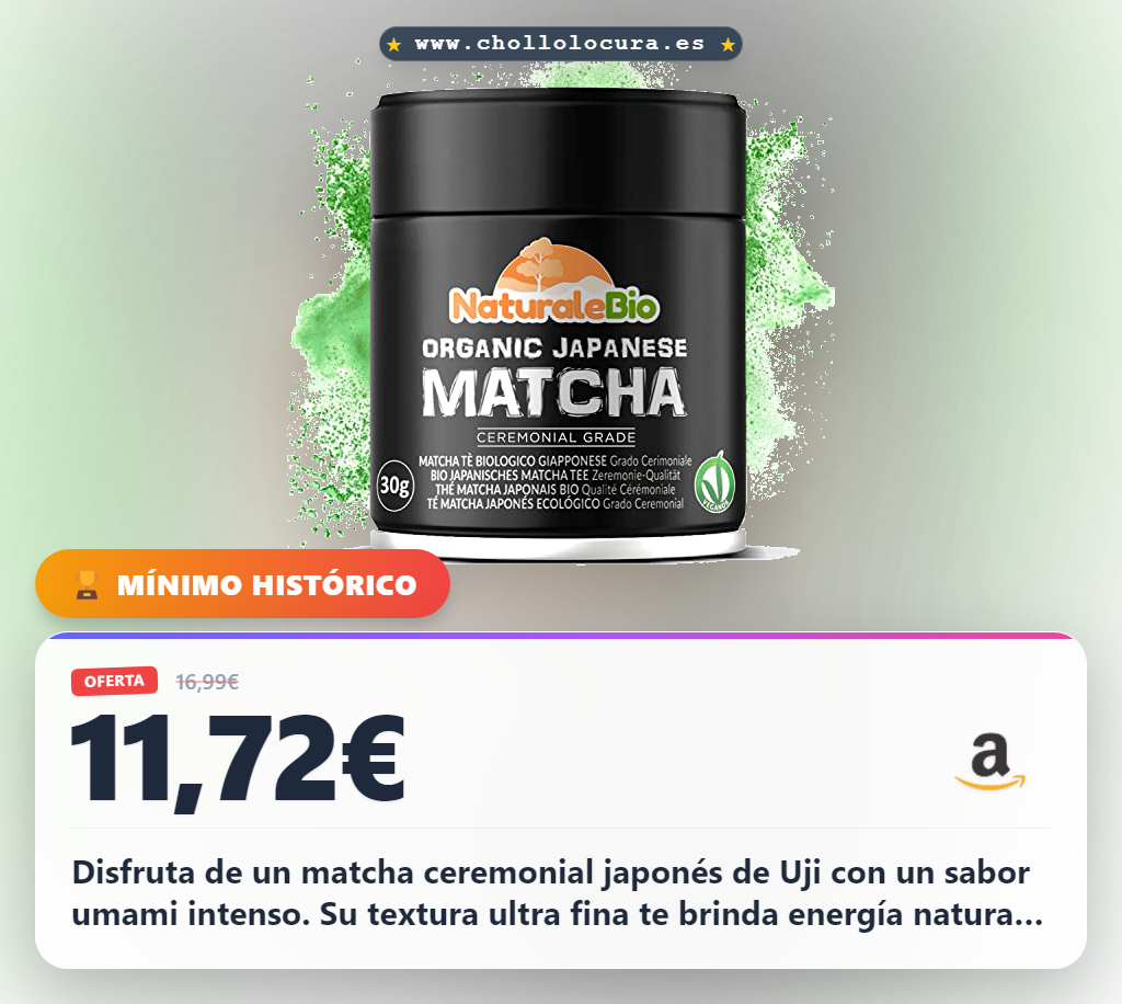 Aprovecha este matcha ceremonial bio de Uji con molido en piedra y antioxidantes a precio de chollo