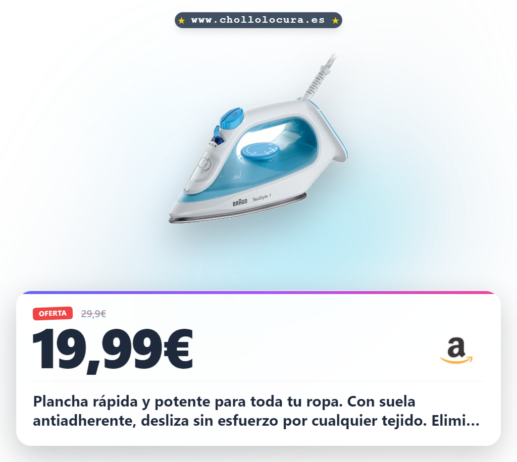 Aprovecha la plancha de vapor Braun TexStyle con suela antiadherente y modo eco en oferta histórica
