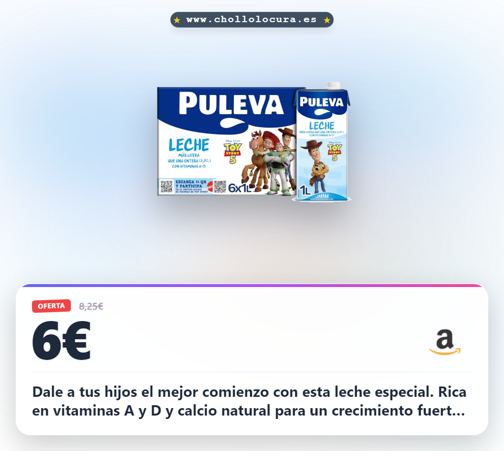 Aprovecha la leche entera Puleva con vitaminas A y D y calcio en oferta histórica