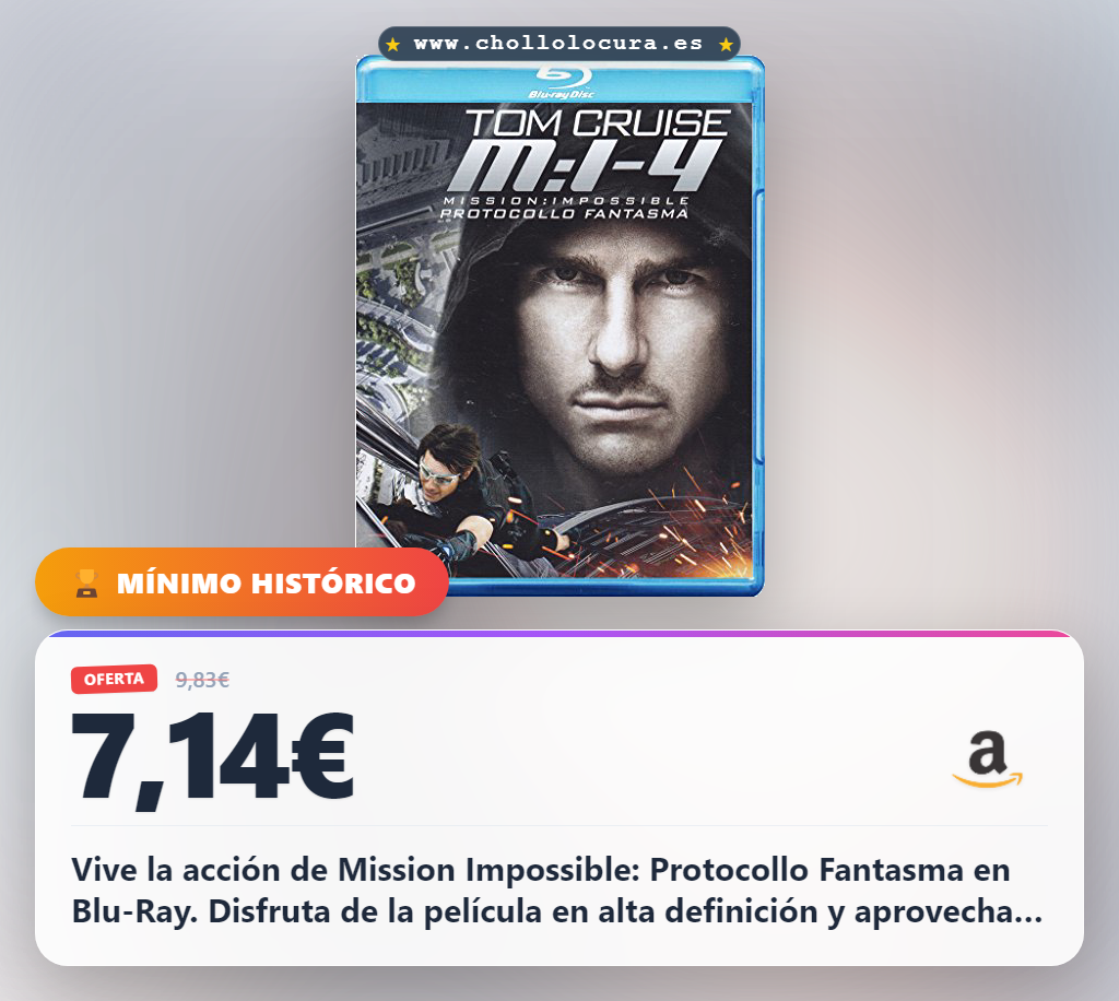 Consigue Mission Impossible: Protocollo Fantasma Blu-Ray a precio de chollo en oferta histórica