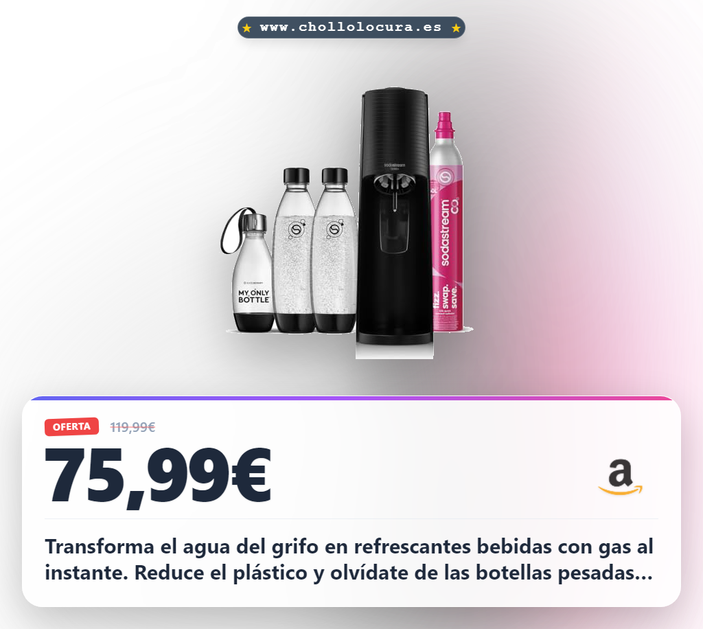 Aprovecha la máquina Sodastream Terra para hacer agua con gas y bebidas refrescantes al mejor precio del mercado