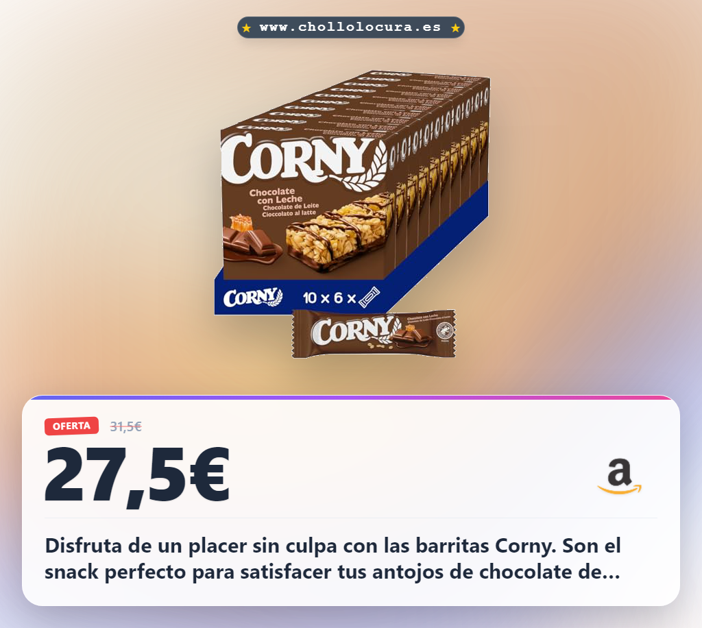Consigue las barritas Corny de chocolate con leche sin culpa para un snack energético a precio de chollo en oferta histórica