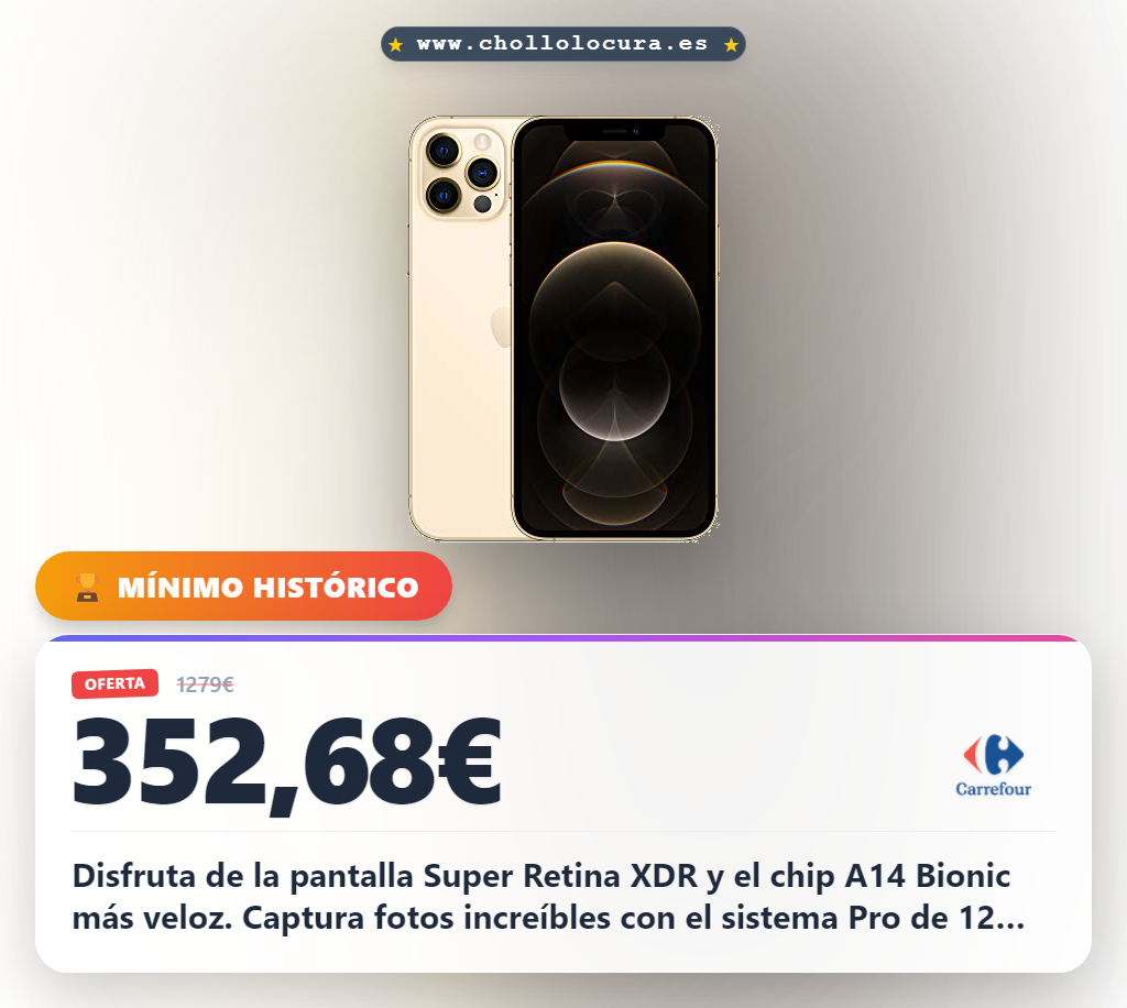 Consigue el iPhone 12 Pro 256GB Oro con pantalla XDR y cámara Pro en oferta histórica
