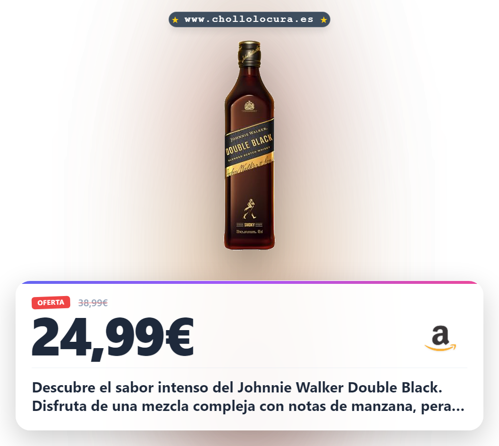 Aprovecha el Johnnie Walker Double Black Whisky con notas de manzana y pera al mejor precio de chollo