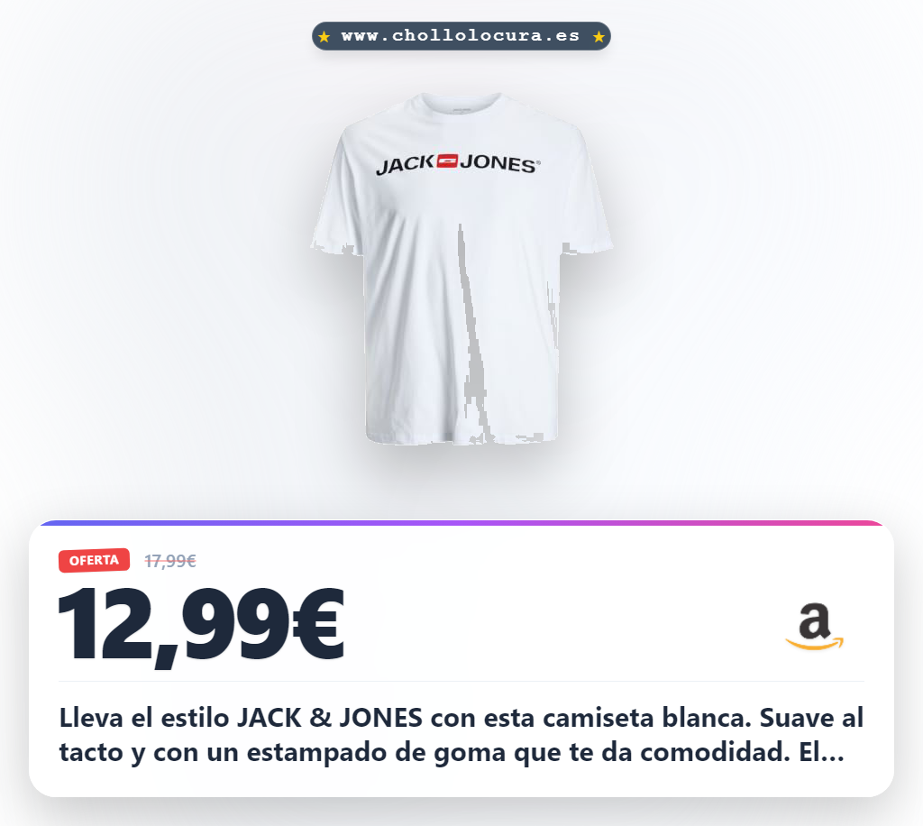 Consigue la camiseta JACK & JONES Jjecorp Logo en blanco talla 3XL con estampado suave al mejor precio