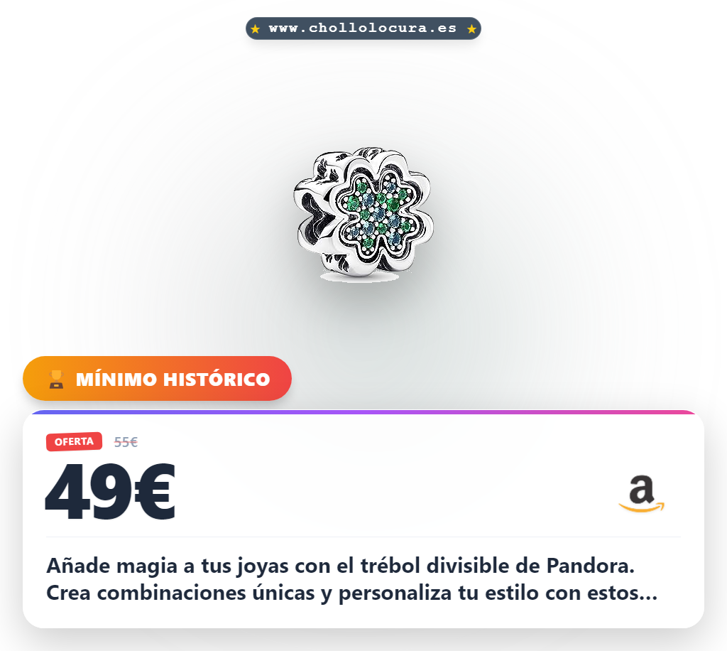 Aprovecha el Charm Moments 792752C01 trébol divisible de Pandora en oferta histórica