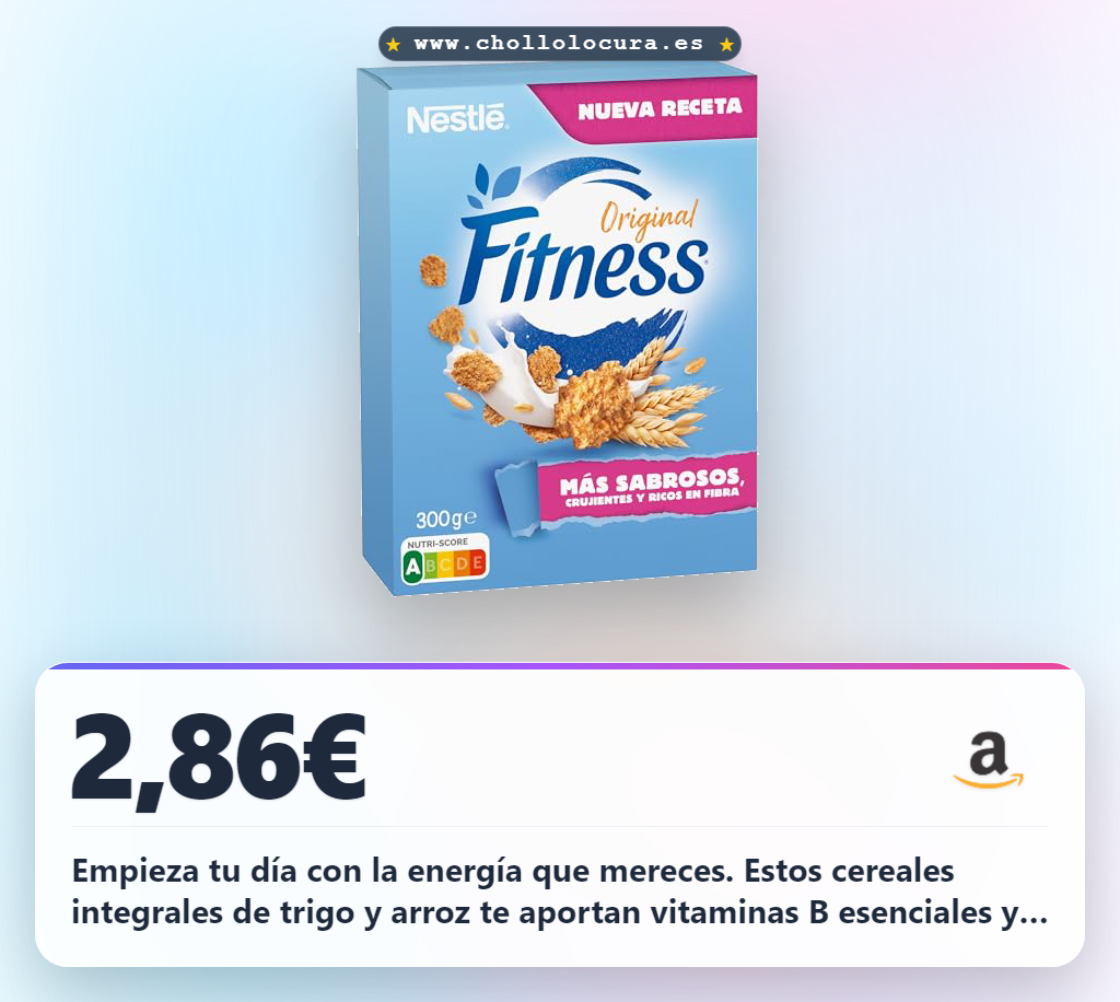 Aprovecha los cereales integrales Nestlé Fitness de trigo y arroz con vitaminas B y fibra para un desayuno nutritivo