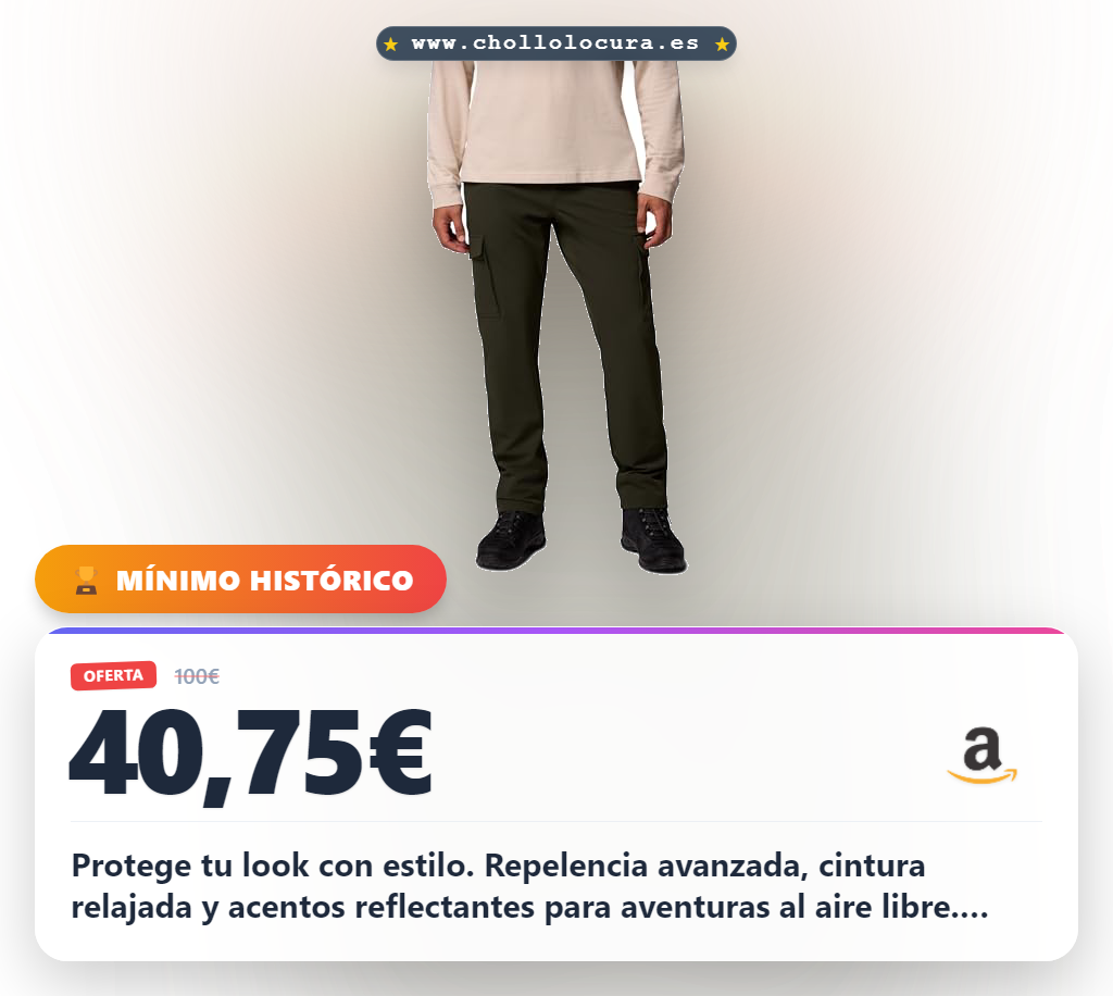 Columbia Roc Tech Pantalones Cargo, Pantalones de Tela, Repelencia Avanzada, Elasticidad Cómoda, Presilla Utilitaria Versátil, Cintura Relajada, Acentos Reflectantes - Hombre