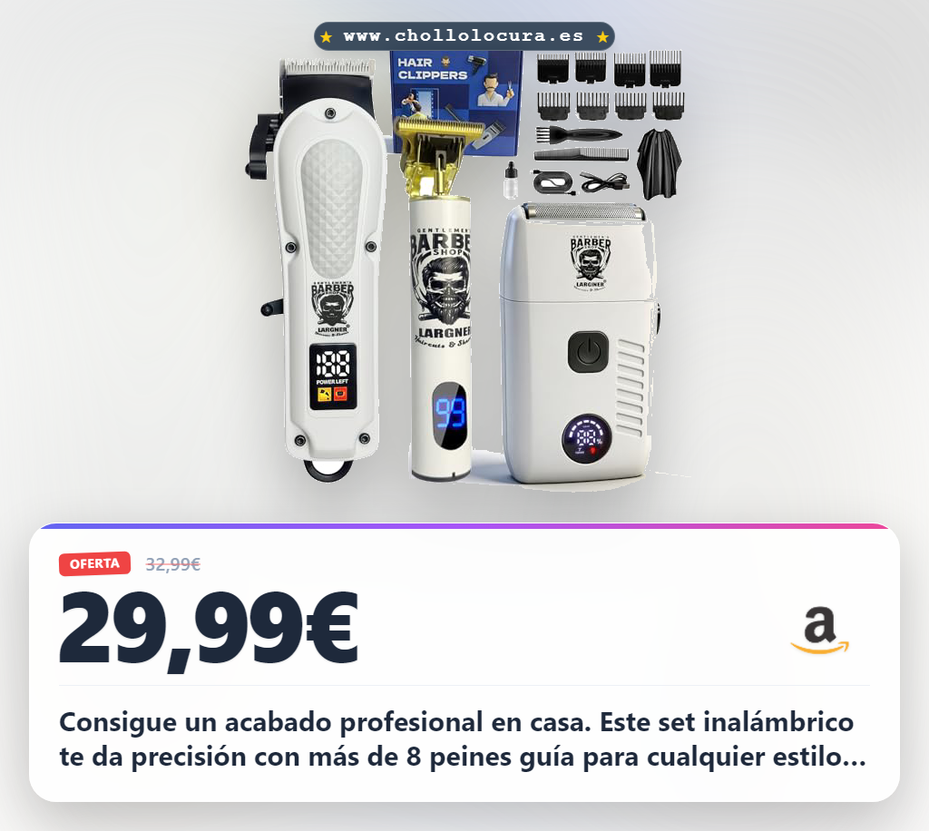 Consigue un acabado profesional en casa. Este set inalámbrico te da precisión con más de 8 peines guía para cualquier estilo. Es potente, fácil de usar y cubre todas tus necesidades de barba y pelo. ¡El kit perfecto para un look impecable!