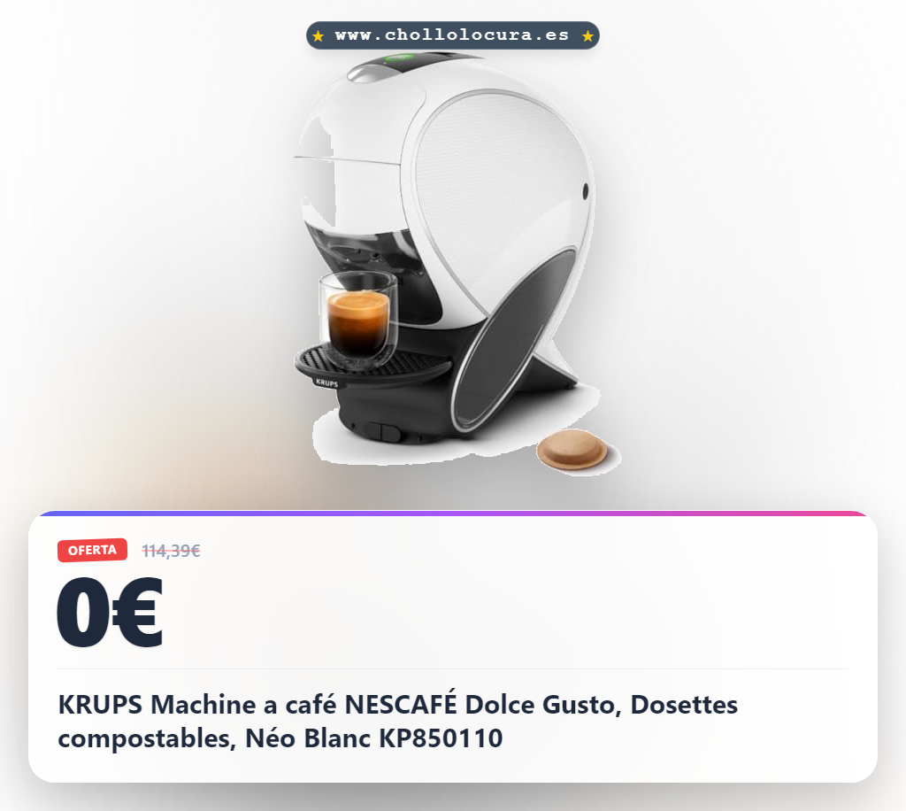 Aprovecha la máquina de café KRUPS Dolce Gusto Néo Blanc con SmartBrew y dosettes compostables en oferta histórica