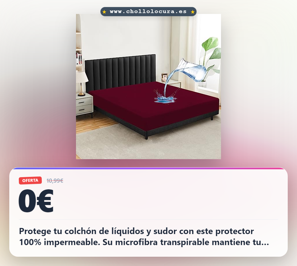 Aprovecha este protector de colchón impermeable 120 x 200 cm para incontinencia. Transpirable y lavable a precio de chollo.