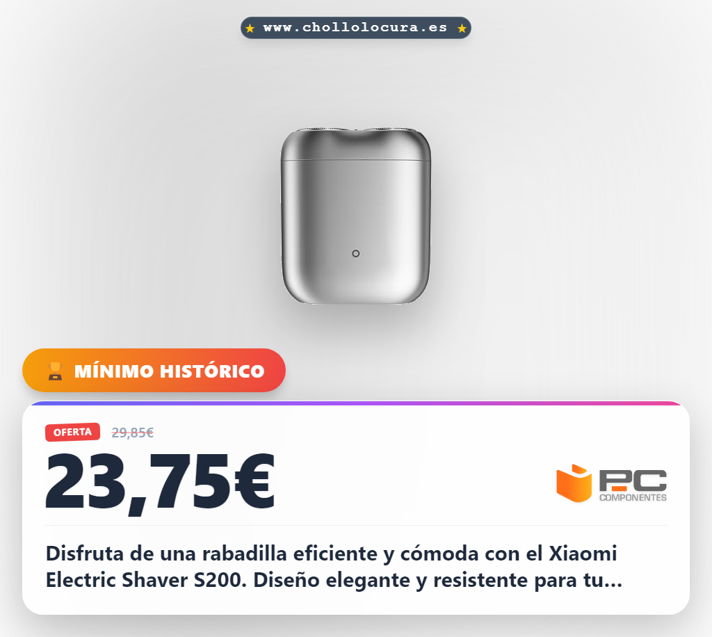 Disfruta de una rabadilla eficiente y cómoda con el Xiaomi Electric Shaver S200. Diseño elegante y resistente para tu rutina diaria. Su batería de larga duración te da libertad sin preocupaciones. Calidad Xiaomi al mejor precio.