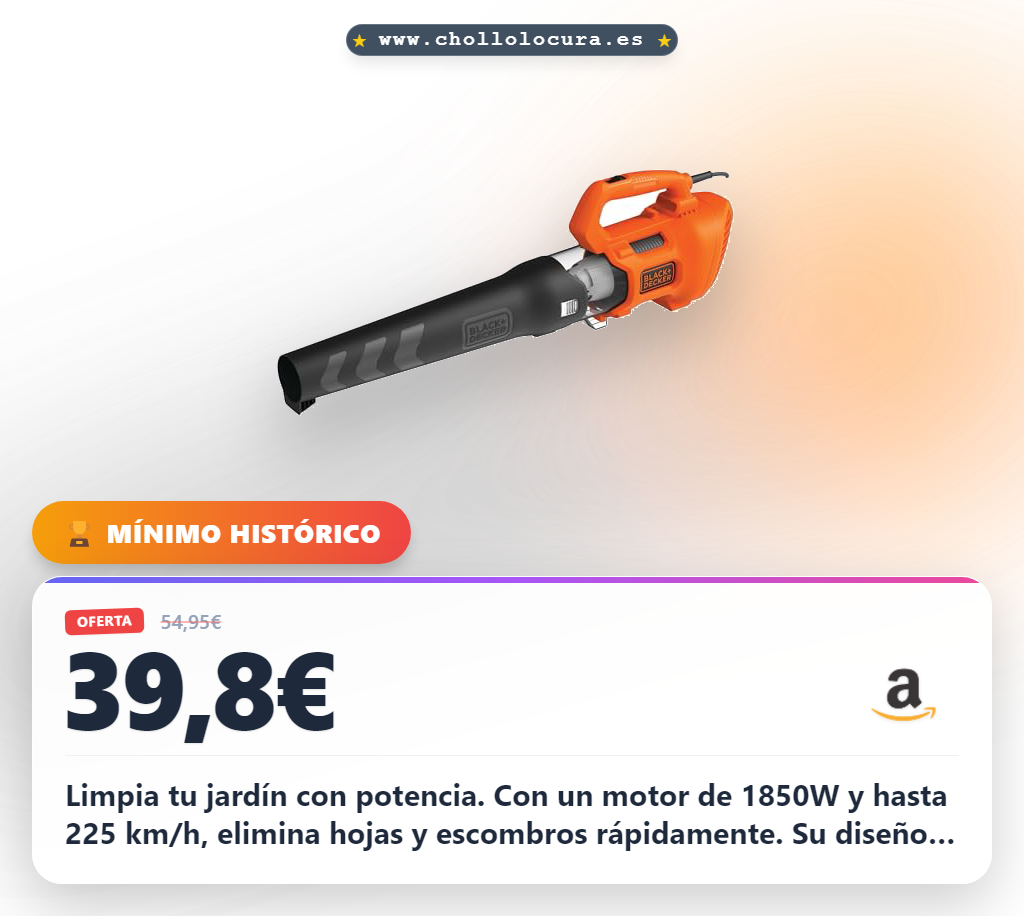 Aprovecha el soplador de hojas Black+Decker BEBL185-QS con motor potente y rendimiento máximo en oferta