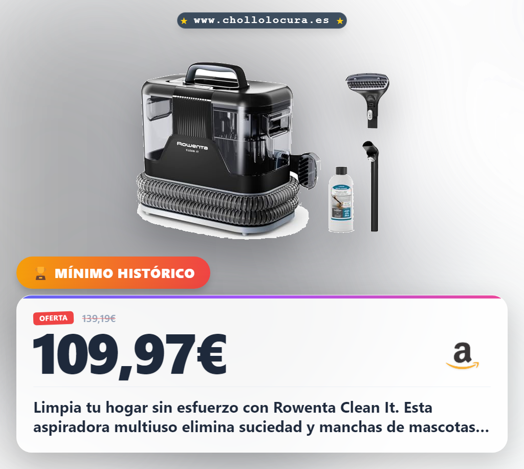 Aprovecha el aspirador de tapicerías Rowenta Clean It para una limpieza diaria y eficaz al mejor precio
