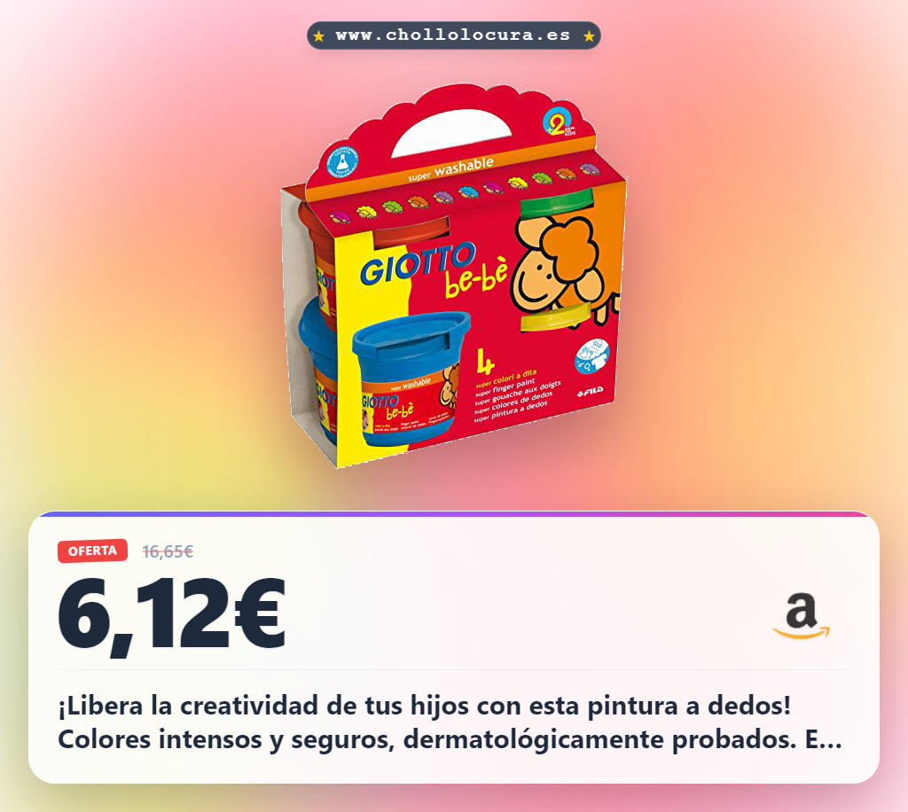 Aprovecha la pintura a dedos GIOTTO be-b surtida y lavable. Consigue el set de 4 botes a precio de chollo