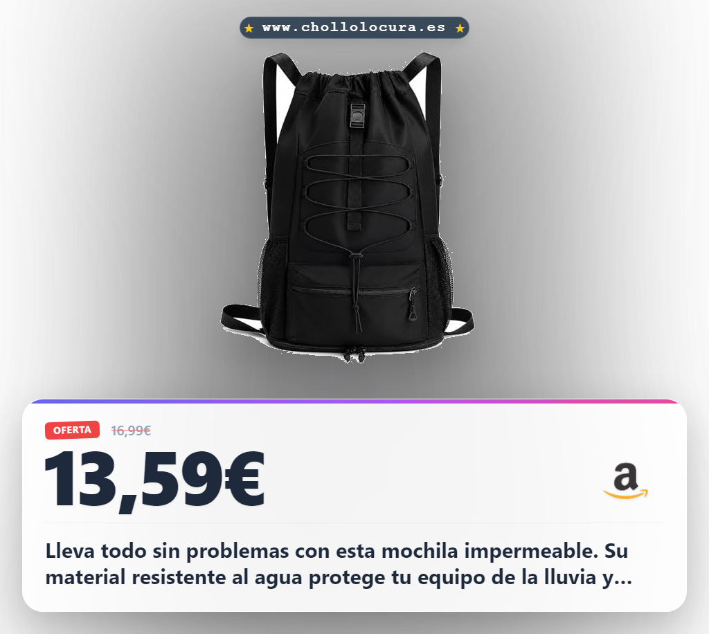 Aprovecha esta mochila quintrost impermeable de nylon para deporte y viaje. Gran capacidad y cordón ajustable al mejor precio.