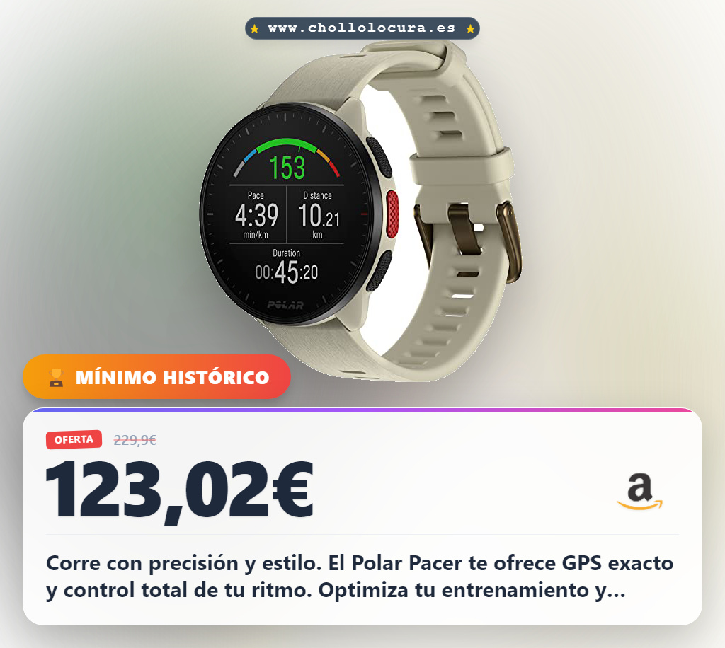 Llévate el Polar Pacer GPS: Entrena con precisión, recuperación total y pantalla MIP brillante a precio de chollo