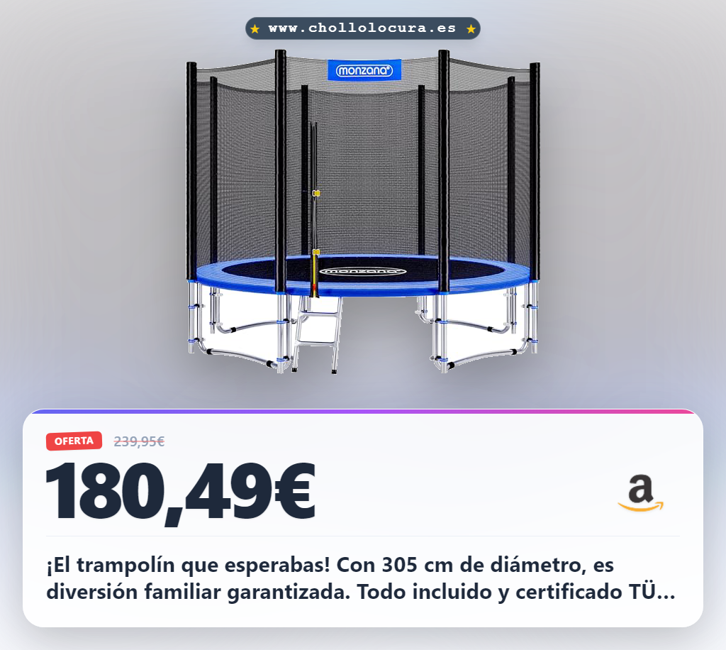 Disfruta la diversión familiar con la Cama Elástica Monzana de 305 cm en oferta histórica