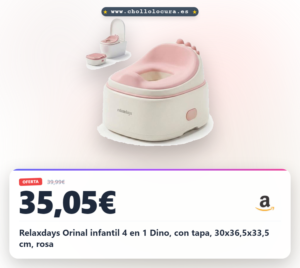 Relaxdays Orinal infantil 4 en 1 Dino, con tapa, 30x36,5x33,5 cm, rosa