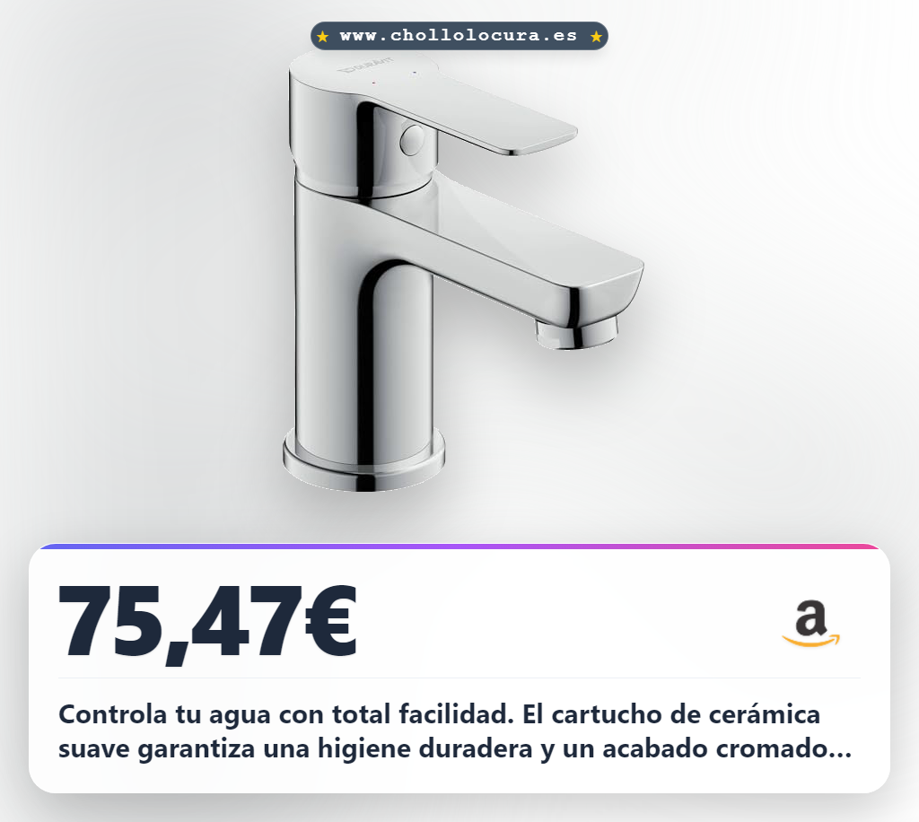 Obtén el grifo de lavabo Duravit A.1 cromado con cartucho de cerámica y ahorro de agua al mejor precio del año