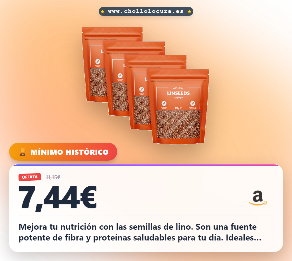 Llévate las semillas de lino 1400g para dietas veganas y ricas en fibra al mejor precio del año al instante.