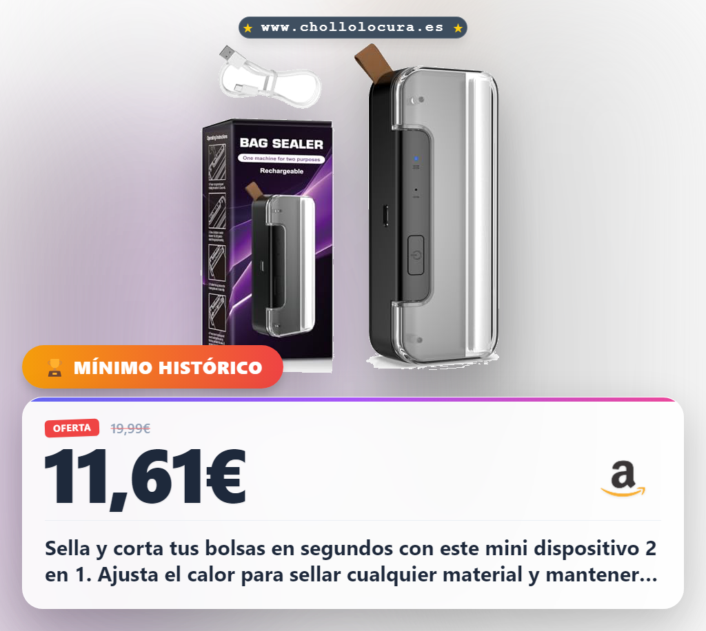 Encuentra el mini sellador térmico 2 en 1 con cortador portátil por USB y base magnética al mejor precio de oferta