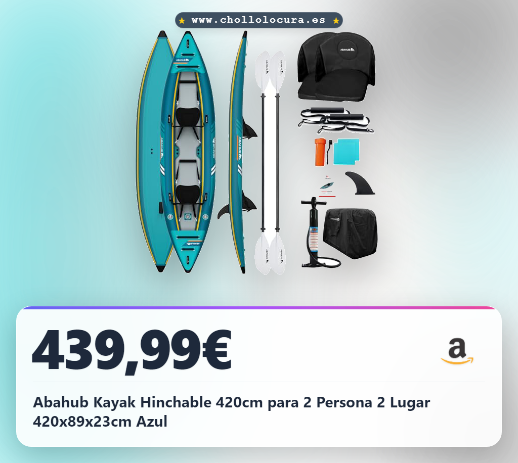 Abahub Kayak Hinchable 420cm para 2 Persona 2 Lugar 420x89x23cm Azul