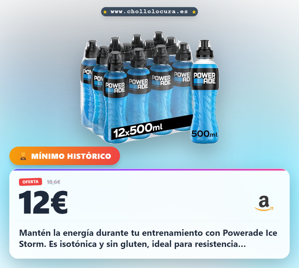 Aprovecha Powerade Ice Storm sin gluten y refrescante para tus entrenamientos al mejor precio
