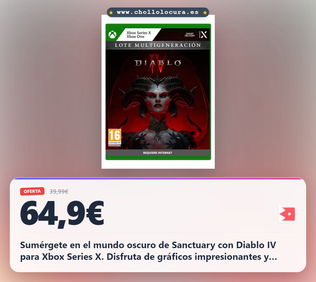 Aprovecha Diablo IV para Xbox Series X con gráficos impresionantes y jugabilidad fluida en oferta histórica