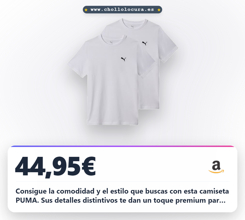 Consigue la camiseta PUMA unisex con logo ESS en paquete múltiple a precio de chollo