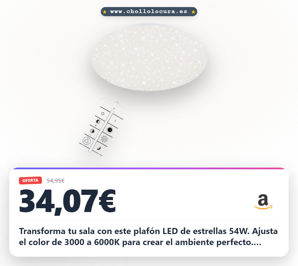 Logra este Plafón Briloner con estrellas LED 54W regulable a precio de chollo para tu sala