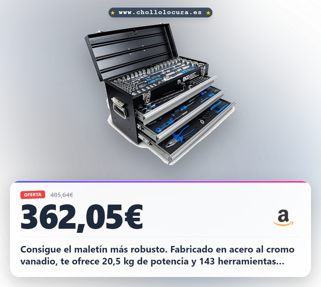 Consigue el maletín de herramientas BGS 3312 con 143 piezas y acero al cromo vanadio al mejor precio