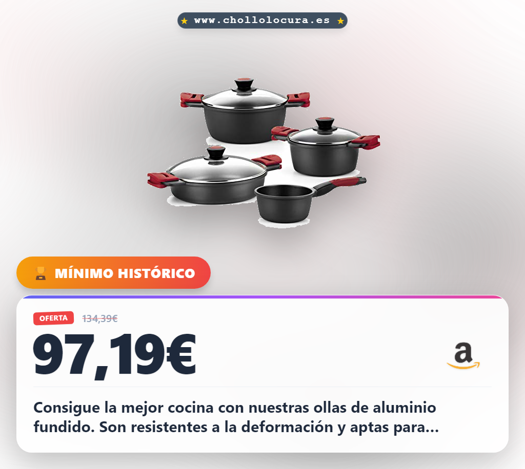 Aprovecha las 4 piezas de cacerolas y cazos de aluminio fundido antiadherentes para inducción al mejor precio