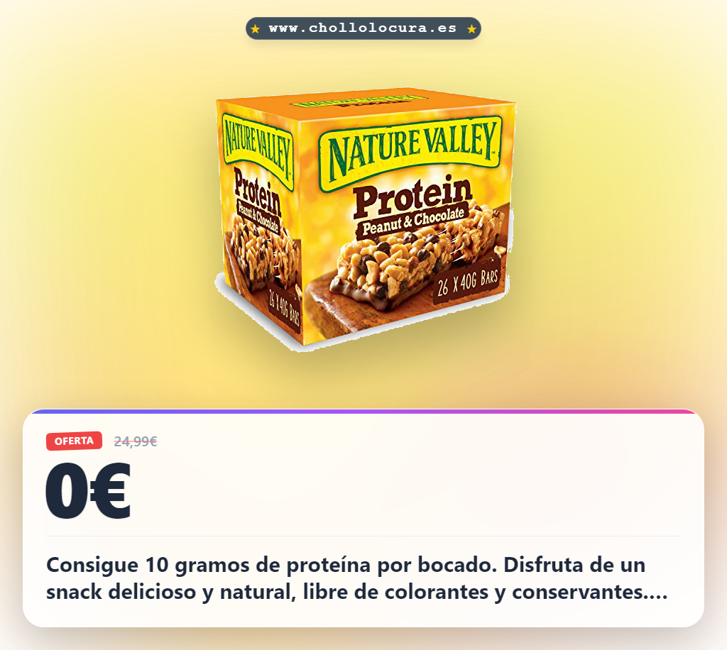 Disfruta de las barritas Nature Valley de proteína de cacahuete y chocolate, aptas para vegetarianos al mejor precio