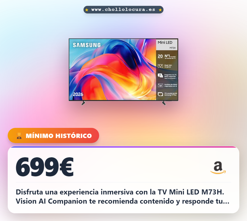 Aprovecha la Samsung TV 75 Pulgadas Mini LED M73H con Vision AI Companion y Modo AI Fútbol en oferta