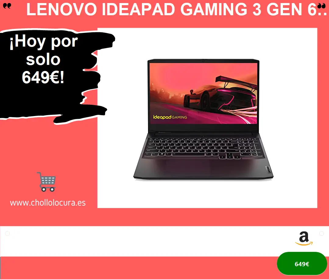 ¡Imagina el Juego sin Límites con Lenovo IdeaPad Gaming 3 Gen 6! - Portátil Gaming 15.6 FullHD 60Hz, AMD Ryzen 5 5600H, 16GB RAM, 512GB SSD y NVIDIA GeForce RTX 3050