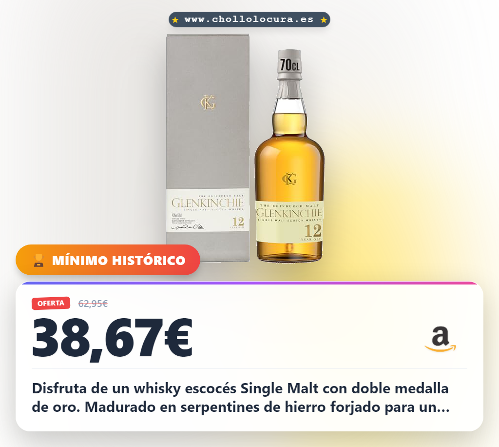 Aprovecha este whisky escocés Single Malt Glenkinchie con doble medalla de oro en oferta histórica