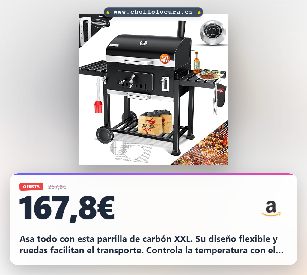 Aprovecha la parrilla de carbón KESSER XXL con carrito y termómetro para barbacoas en oferta