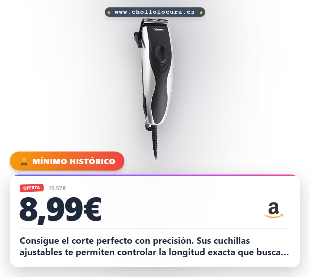 Aprovecha el cortapelos Tristar TR-2561 con cuchillas ajustables y 4 peines a precio de chollo