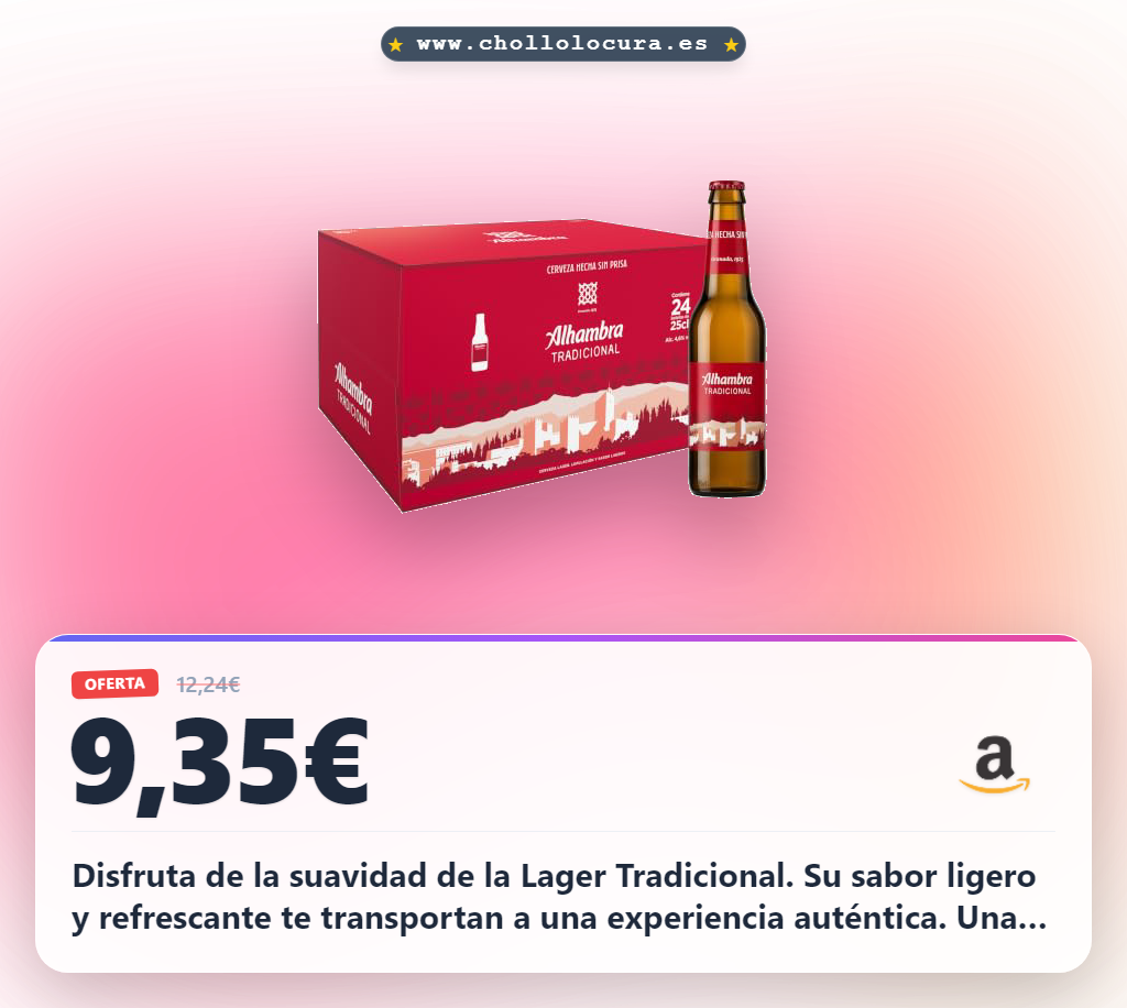 Aprovecha la oferta: Cerveza Alhambra Tradicional Lager Suave Pack 24 botellines al mejor precio