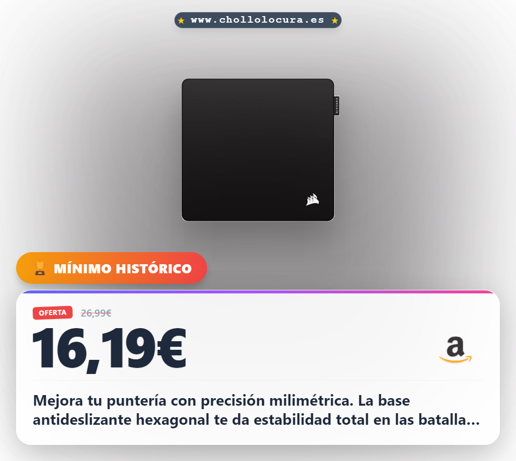 Logra una puntería milimétrica con la alfombrilla Corsair MM PRO Control base antideslizante y bordes perfectos para esports.
