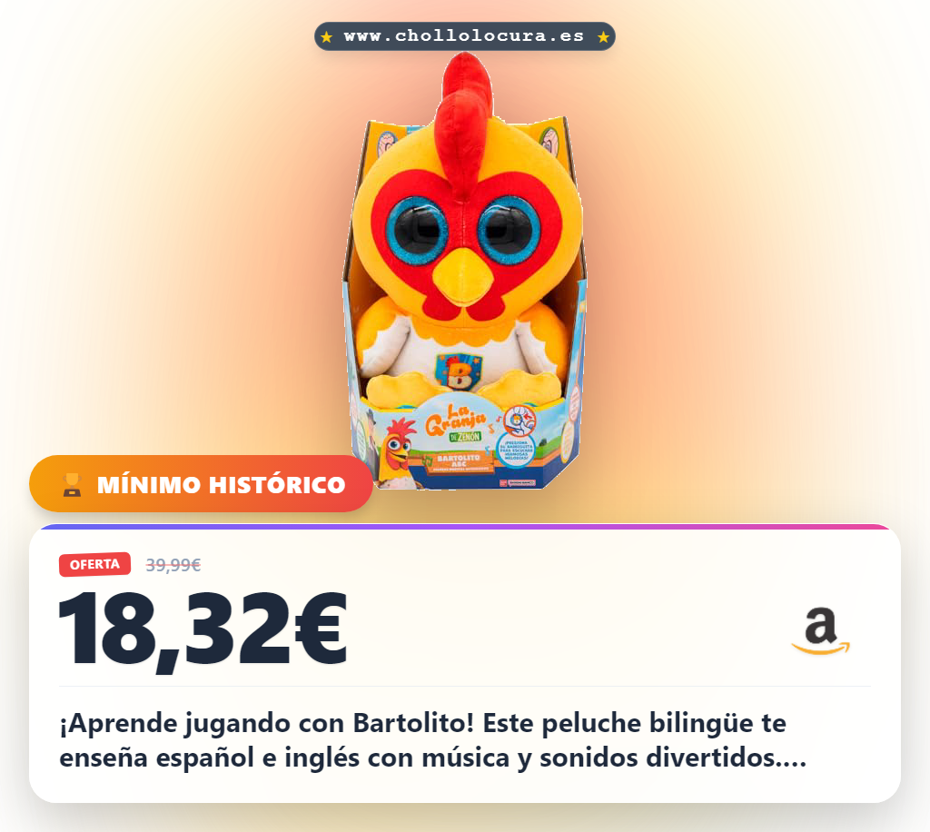 Aprovecha el Peluche Educativo Bilingüe Bartolito con voz y música para aprender español e inglés