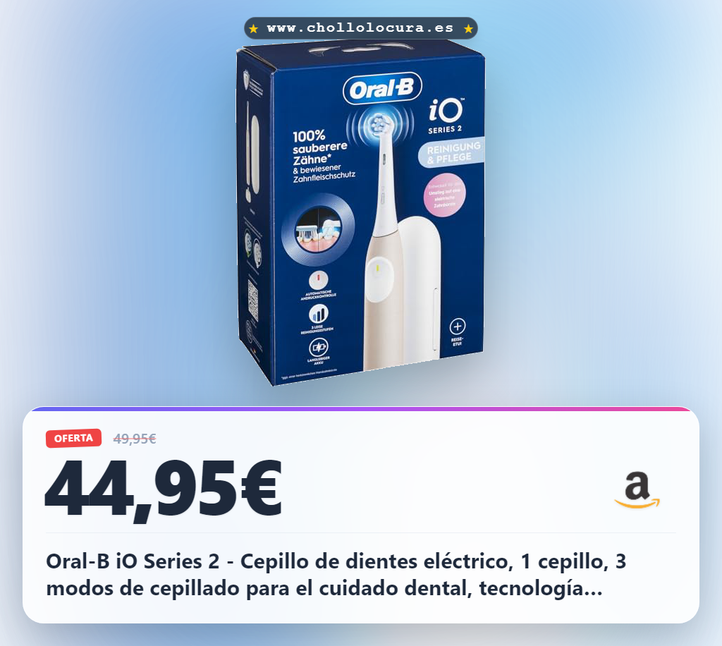 Oral-B iO Series 2 - Cepillo de dientes eléctrico, 1 cepillo, 3 modos de cepillado para el cuidado dental, tecnología magnética, estuche de viaje, diseñado por marrón, rosa calma