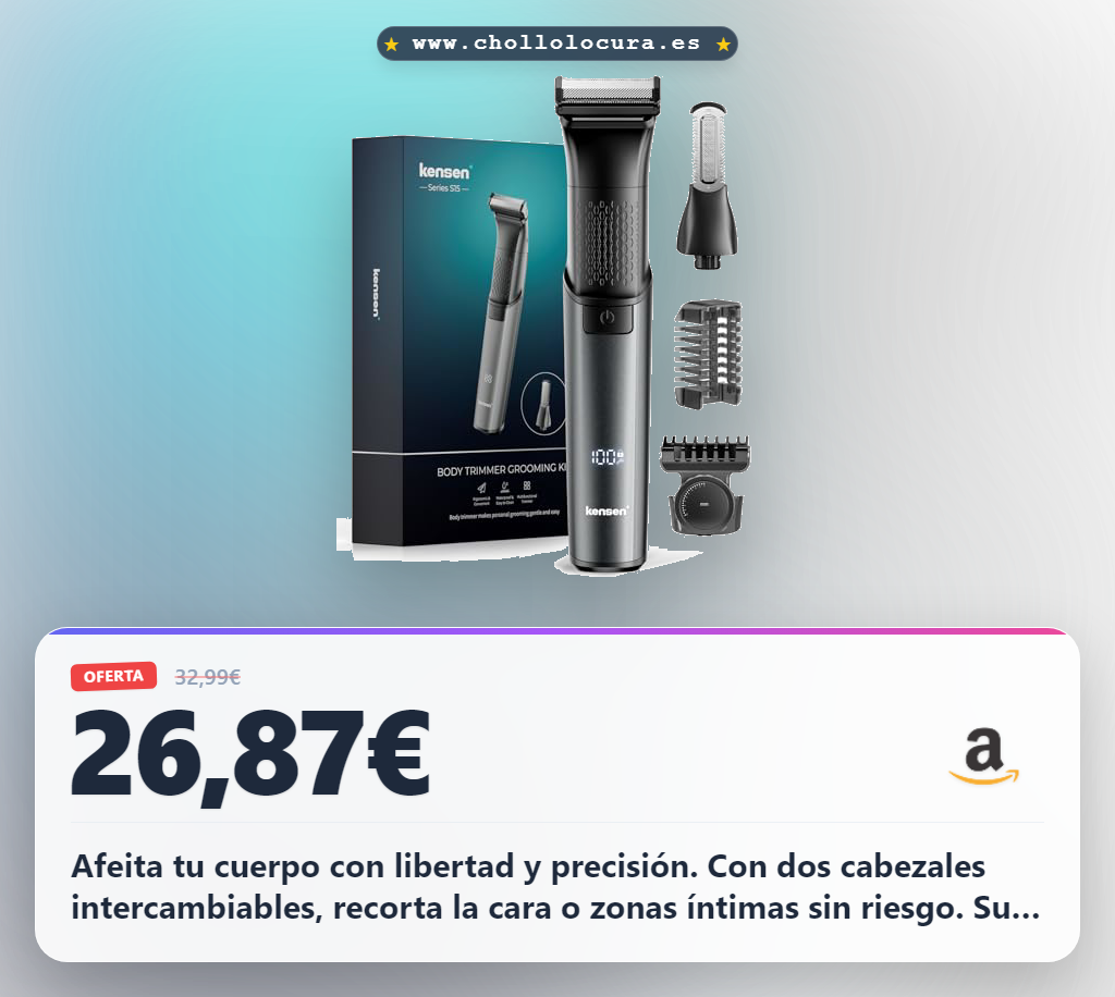 Aprovecha la afeitadora corporal Kensen impermeable con peine ajustable y doble cabezal en oferta histórica