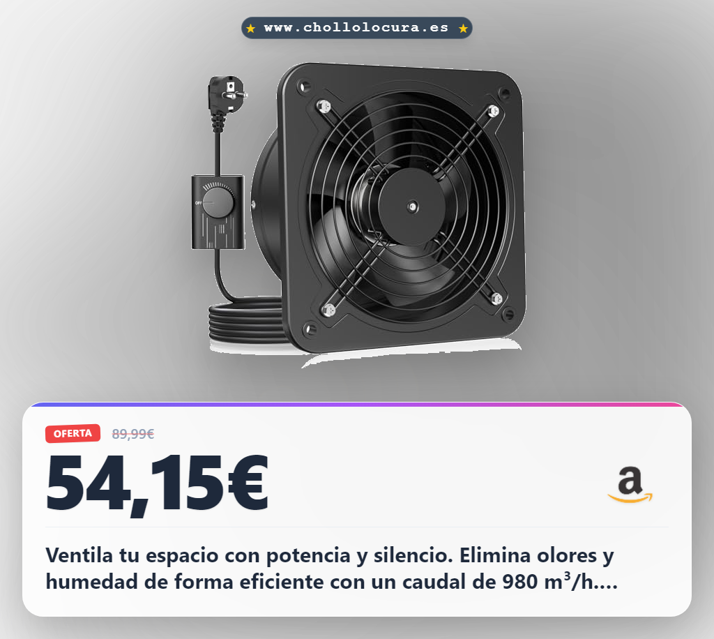 Aprovecha el extractor de aire HG Power 200mm silencioso con regulador de velocidad para cocina y baño al mejor precio