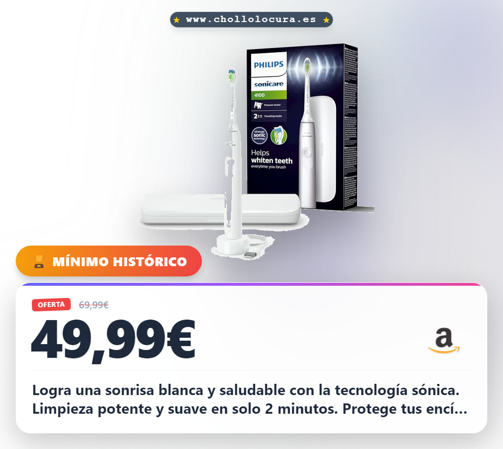 Consigue el cepillo dental eléctrico Philips Sonicare 4100 W2 Optimal White en oferta histórica