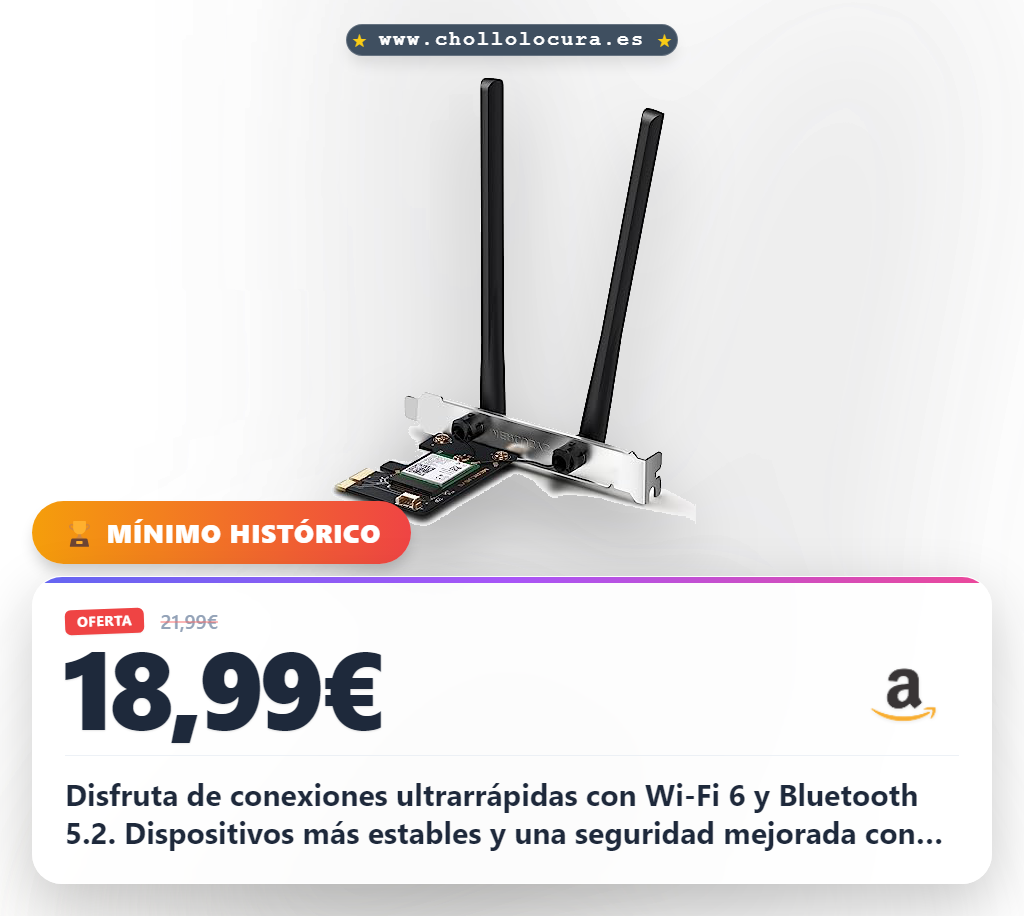 Consigue Adaptador PCIe Wi-Fi 6 Intel WiFi 6 con Bluetooth 5.2 y doble banda de alta velocidad en oferta