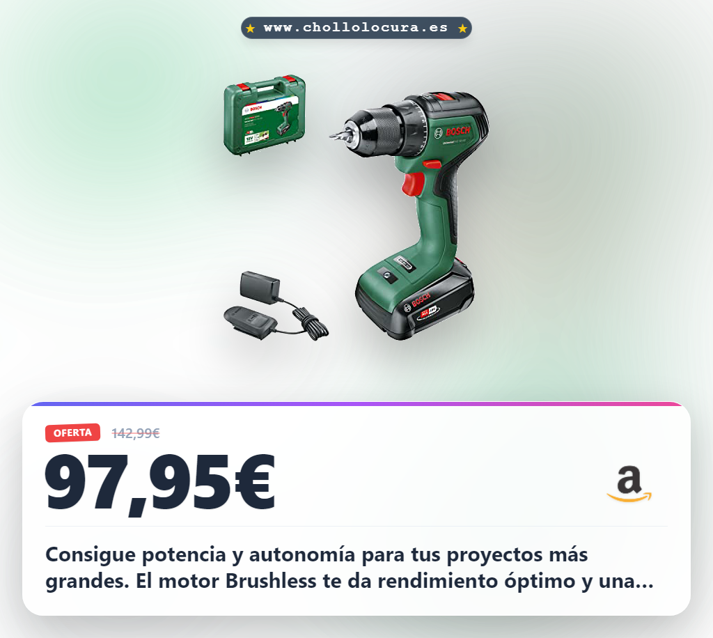 Aprovecha el atornillador a batería Bosch UniversalDrill 18V-60 con maletín y batería de 2.0 Ah al mejor precio