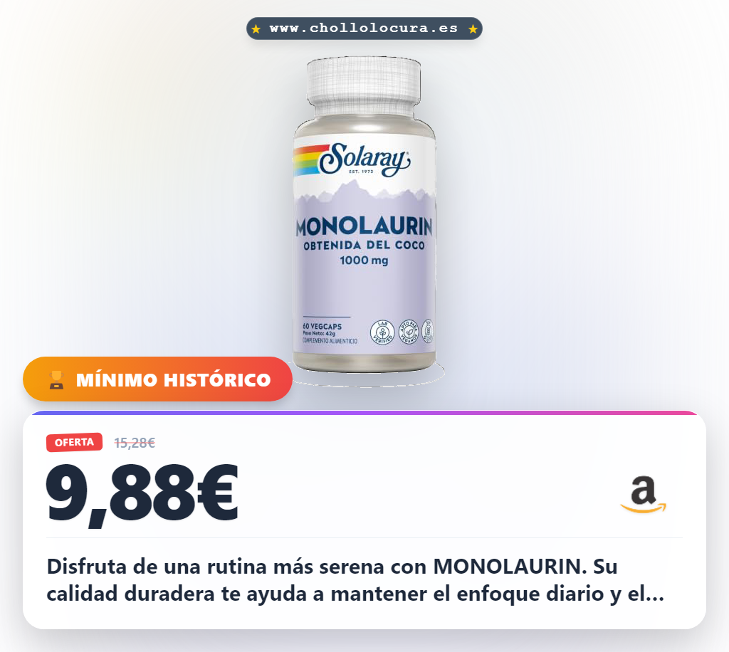 Aprovecha Monolaurin 1000 mg 60cáps para disfrutar de una rutina diaria serena y calidad duradera