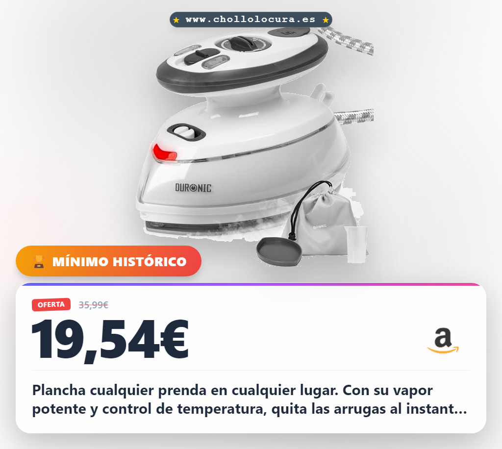 Aprovecha la mini plancha de viaje Duronic SI3 WE con vapor y bolsa de transporte a precio de chollo